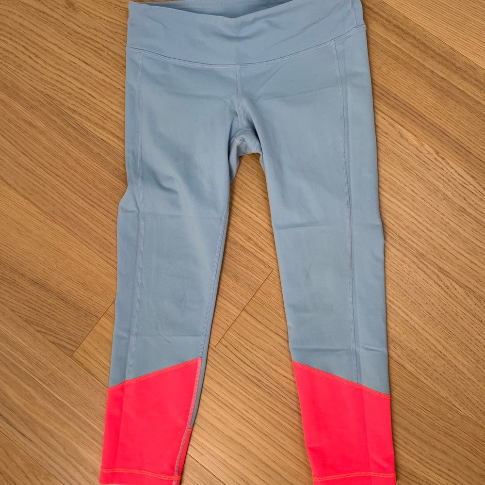 New Balance x J Crew baby blue and pink workout leggings, women’s medium